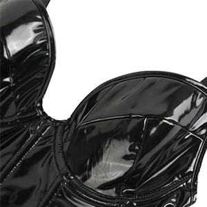 Sexy Punk Black Spaghetti Straps Plastic Bones Bustier Clubwear Crop Top N22567