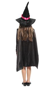 Sexy Gothic Black Magician Mini Dress Children Halloween Cosplay Costume N22947