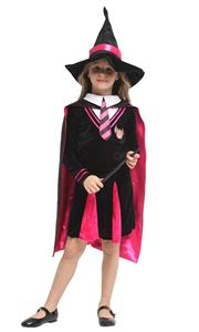 Black Vintage Magician Costume, Vintage Magician Halloween Party Dress, Magician Children Costume, Sexy Black Magician Costume, Fashion Black Magician Girl Costume, Children Cosplay Halloween Set,#N22947