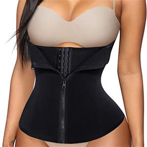 Sexy Black Neoprene Zipper Closure Waist Cincher Corset Slimming Body Shaper Belt N20795