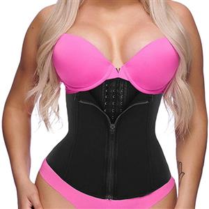 Sexy Black Neoprene Zipper Closure Waist Cincher Corset Slimming Body Shaper Belt N20795