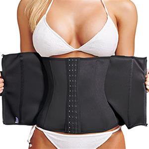 Sexy Black Neoprene Zipper Closure Waist Cincher Corset Slimming Body Shaper Belt N20795