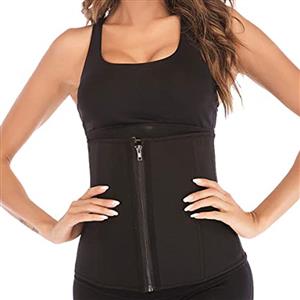 Sexy Black Neoprene Zipper Closure Waist Cincher Corset Slimming Body Shaper Belt N20795