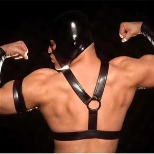 Men's Sexy Glossy PVC Leather Harness BDSM Clothing Bandage Stretchy Clubwear N22844