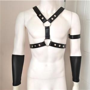 Men's Sexy Glossy PVC Leather Harness BDSM Clothing Bandage Stretchy Clubwear N22844