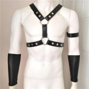 Men's Sexy Glossy PVC Leather Harness BDSM Clothing Bandage Stretchy Clubwear N22844