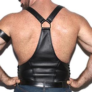 Men's Sexy Wet Look PVC Leather Harness and Thong BDSM Clothing Bondage Stretchy Clubwear N20100