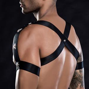 Men's Sexy Glossy PVC Leather Harness and Thong BDSM Clothing Bandage Stretchy Clubwear N22151