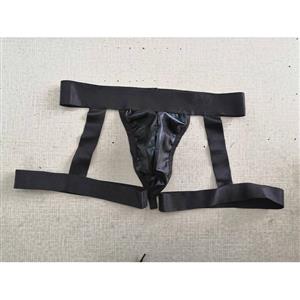 Men's Sexy Glossy PVC Leather Harness and Thong BDSM Clothing Bandage Stretchy Clubwear N22151