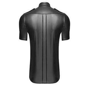 Men's Sexy Glossy PUTight-fitting Lapel Short Sleeve Stretchy Clubwear T-shirt N19000