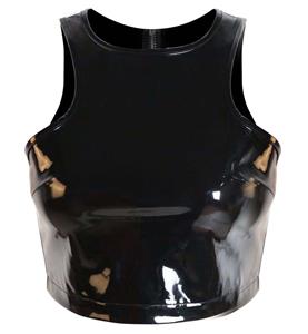 Sexy Black PVC Zipper Clubwear Tank Tops N10968