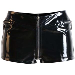 Sexy Black PVC Zipper Short N10967