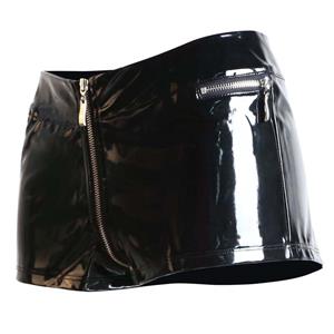 Sexy Black PVC Zipper Short N10967