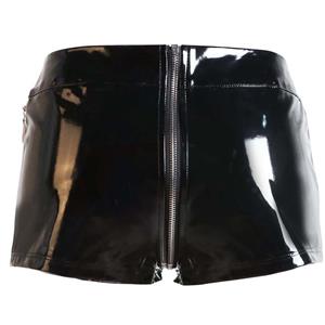 Sexy Black PVC Zipper Short N10967