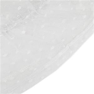 Sexy White Polka Dots Sheer Soft Yarn Stand Collar Long Sleeve Slim Waist Blouse N20234