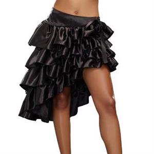 Sexy Black Satin High-low Ruffles Dancing Party Skirt N11067