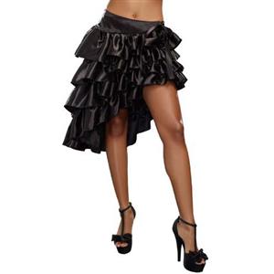 Sexy Black Satin High-low Ruffles Dancing Party Skirt N11067