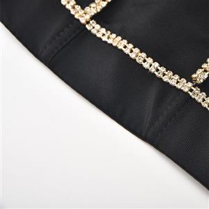 Fashion Black Rivet Spaghetti Straps Underwire B Cup Bustier Crop Top Bra N22661