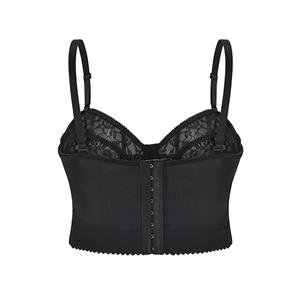 Sexy Black Spaghetti Straps Underwire Cup Bustier Bra Clubwear Crop Top N22668