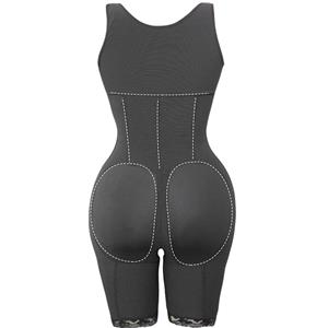 Sexy Black Front Zipper Closure Shapewear Elastic Body Shaper Sport Bodysuit N20400