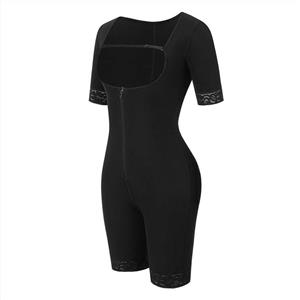 Sexy Black Short Sleeve Underbust Elastic Slimming Body Shaper Sport Bodysuit N20901