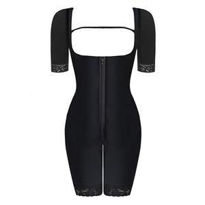 Sexy Black Short Sleeve Underbust Elastic Slimming Body Shaper Sport Bodysuit N20901