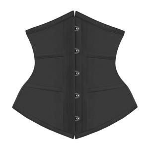 Retro Black Busk Closure 16 Steel bones Outside Corset N22568