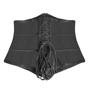 Retro Black Busk Closure 16 Steel bones Outside Corset N22568