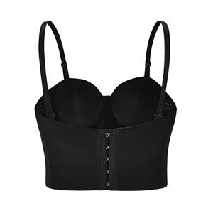 Sexy Black Spaghetti Straps Sliver Rivet Bustier Bra Corset Clubwear Crop Top N22631