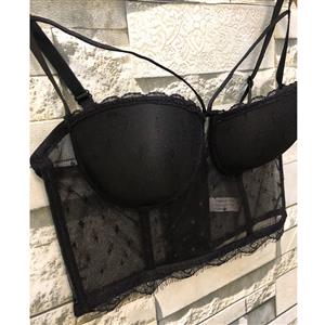 Sexy Sheer Mesh Strappy Padded Underwire B Cup Bustier Bra Clubwear Crop Top N19959