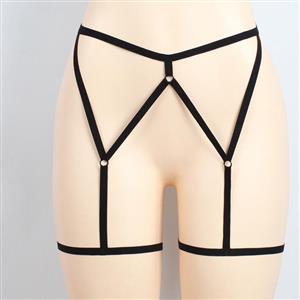 Sexy Black Leg Straps, High Waist Leg Straps For Women, Black Back Buckle Leg Straps, Sexy Harness Garters, Sexy U-shaped Leg Straps,Women's U-shaped Leg Straps, #PT20693