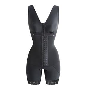 Sexy Black V Neck Breasted Body Shaper Bustiers Elastic Slimming Bodysuit N20867