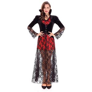 Sexy Vampire Vixen Costume, Long Vampire Costume, Female Vampire Halloween Costume, Black Vidow Vampire Costume, #N14620