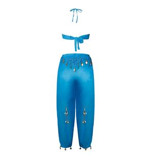 5Pcs Sexy Blue Adult Belly Dance Persia Dancer Costume The Lamp Elves Costume N22832