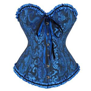 Embroidered Corset, Blue Embroidered Corset, Sexy Women Corset, Cheap Blue Corset, Floral Brocade Corset, Sexy Blue Busk Closure Embroidered Burlesque Corset,#N22778