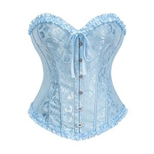 Embroidered Corset, Blue Embroidered Corset, Sexy Women Corset, Cheap Blue Corset, Floral Brocade Corset, Sexy Blue Busk Closure Embroidered Burlesque Corset,#N23896