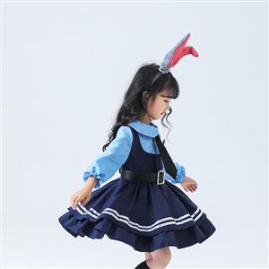 Lovely Girl Long Sleeve Dress Judy Hopps Police Children Cosplay Costume N22901