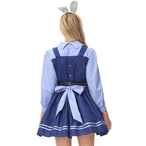 Lovely Long Sleeve Turndown Collar Dress Judy Hopps Police Cosplay Adult Costume N22831