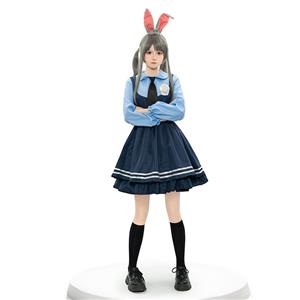 Lovely Girl Long Sleeve Dress Judy Hopps Police Cosplay Costume N22900