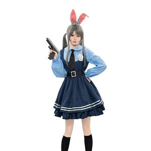 Lovely Girl Long Sleeve Dress Judy Hopps Police Cosplay Costume N22900