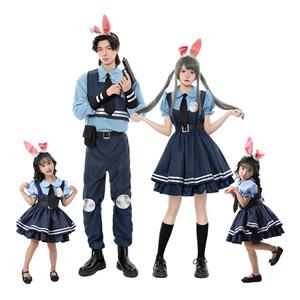 Lovely Short Sleeve Dress Judy Hopps Police Cosplay Children Costume N22695