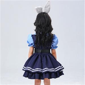 Lovely Short Sleeve Dress Judy Hopps Police Cosplay Children Costume N22695