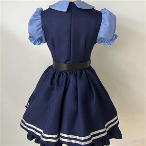 Lovely Girl Short Sleeve Dress Judy Hopps Police Cosplay Costume N22694