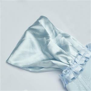 Gothic Blue Brocade 10 Plastic Boned Wide Shoulder Straps Waist Cincher Overbust Corset N237860