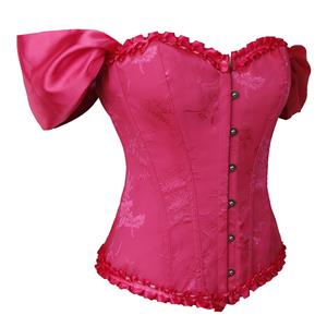 Gothic Rose Brocade 10 Plastic Boned Wide Shoulder Straps Waist Cincher Overbust Corset N237861