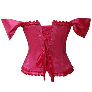 Gothic Rose Brocade 10 Plastic Boned Wide Shoulder Straps Waist Cincher Overbust Corset N237861