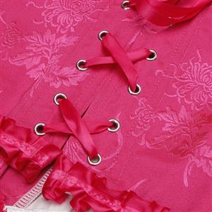 Gothic Rose Brocade 10 Plastic Boned Wide Shoulder Straps Waist Cincher Overbust Corset N237861