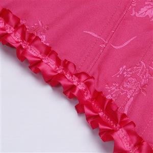 Gothic Rose Brocade 10 Plastic Boned Wide Shoulder Straps Waist Cincher Overbust Corset N237861