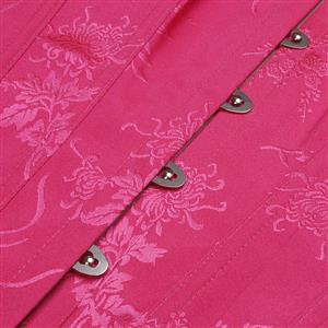 Gothic Rose Brocade 10 Plastic Boned Wide Shoulder Straps Waist Cincher Overbust Corset N237861