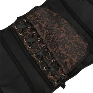 Vintage Palace Brown Jacquard Body Shaper Strapless Lace-up Overbust Corset N22407